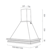Cappa cucina rustica bianca RUSTICHELLA con cornice in legno intarsio colore noce evita cm 60