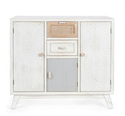 Credenza tre ante due cassetti in legno Bianco CLOTILDE 87x36x h80 cm