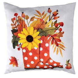 Cuscino tessuto stivali con girasole bianco cm43x43