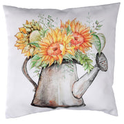 Cuscino tessuto con girasoli bianco cm43x43