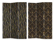 Paravento stampa 3 ante nero decori orocm 120,6x2,5xh180,6x2,5xh180