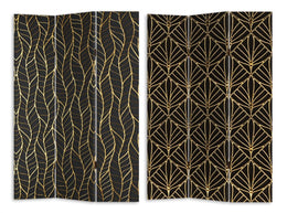 Paravento stampa 3 ante nero decori orocm 120,6x2,5xh180,6x2,5xh180