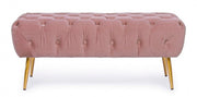 Panca arredo pouf rosa con gambe cm 103 x46x40h