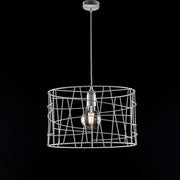 Lampadario industrial a sospensione in ferro Bianco Argento una luce 41x h29 cm