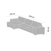 Divano con penisola reversibile in legno e tessuto Grigio GINEPRO 279x123x h60 cm