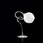 Lumetto comodino ferro cromato lucido con vetro bianco 1 luce 22xh.28 cm