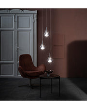 Lampada a sospensione in vetro e metallo rosa Perle STS