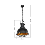 Lampada a sospensione Tonya ASZ1187 stile industriale nero EFFEZ