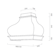 Cappa aspirante BOMBINA in acciaio inox e cornice in legno colore noce cm 120