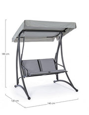 Dondolo in acciaio due posti Antracite GRELY 145x120x h185 cm