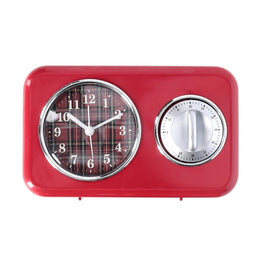 Plastic clock with red timer cm17x5x10,5