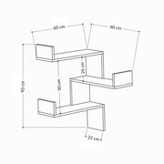 Libreria angolare a parete con 3 livelli bianca H 90 x P 22 x L 60 cm