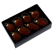 Glass sphere pack of 8 assorted shapes copper velvet cm17x11h4,5