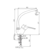Miscelatore da cucina cromato satinato DILOS 25x18x5 cm