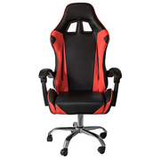 Sedia gaming in ecopelle da ufficio reclinabile Rosso e Nero 64x53x h123/133 cm
