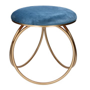 Puff metallo velluto ottanio tondo cm44x42h43