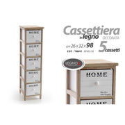 Cassettiera decoro HOME Stretta 5 cassetti, fornita montata