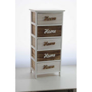 Cassettiera 5 cassetti home bianca e noce   40x29xh.90 cm