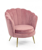 Poltrona retro in velluto rosa pavone cm 80 x 76 x 84 h