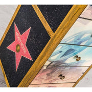 Cassettiera 6 cassetti decorati multicolor in legno di mango  445xh.110 cm