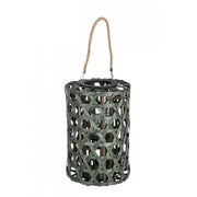 Lanterna esagono verde in legno 40h cm