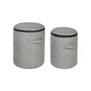Set 2 Pouf in tessuto con contenitore Grigio RADMILA