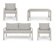 Salotto da giardino avorio con cuscini sfoderabili