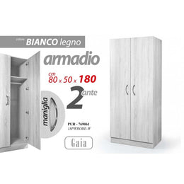 Armadio due ante bianco con ripiano cm 80 x 50 x 180 h