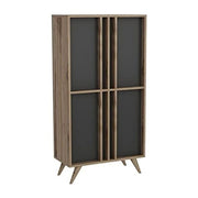 (2c) Credenza alta 4 ante antracite noce 72x35x139h cm