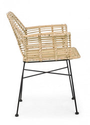 Sedia con braccioli in fibra naturali Tunas