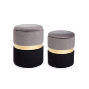 Set due pouf moderni apribili grigio nero oro