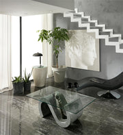 Tavolino trasparente-grigio 70 cm x 120 cm H. 36 cm