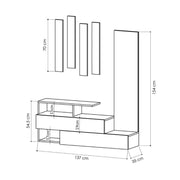 Mobile da ingresso tortora e antracite con specchio Ramda  137x35xh.154 cm