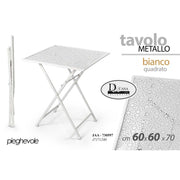 Tavolo da giardino quadrato bianco salvaspazio cm 60x 60 x 70 h