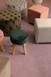 Pouf vintage verde velluto cm 60 x 42 h