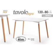 Tavolo MDF moderno urban industrial bianco rettangolare  cm 120 x 80 x 74 h