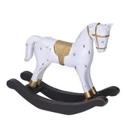 Cavallo a dondolo legno bianco cm28,5x6,5h22,5