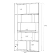 Libreria Face grigio cemento 90x30x170H cm.