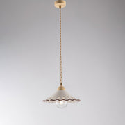 Lampadario con cavo in tessuto Avorio Decape una luce paralume in ceramica Bianco 30x h15 cm