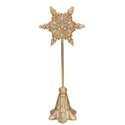 Portacandele metallo oro fiocco di neve1p cm15x12h39