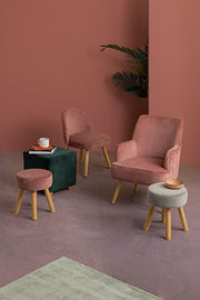 Sgabello in legno Adeline effetto velluto rosa 38h cm