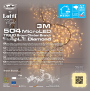 Ramo CLIMBER TIGLIO Marrone 504 MicroLED FlashLED 4m+300cm Luci di Natale