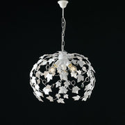 Lampadario in ferro shabby Bianco strass tre luci 50x h45 cm edera