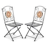 Sedia pieghevole in ferro per esterno Nero ZEUS 42x55x h95 cm Set 2 pezzi