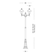 Palo con struttura in pressofusione di alluminio grigio e rame da esterno h. 244 cm