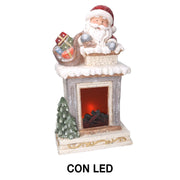 Camino led resina babbo natale grigio cm31,5x23h56
