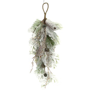 Snowy garland with green pine cones cm64x8h25