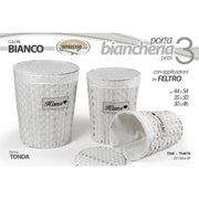 Set ceste portabiancheria bianco portapanni pz 3