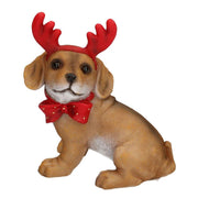 Cane resina con corna e fiocco cm17x10h17