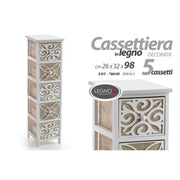 Cassettiera stretta 5 cassetti in legno cm 26 x 32 x 98 h – WebMarketPoint